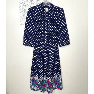 Breli Originals Women's Size 12 Polka Dot Dress Floral Hem Union Made in USA